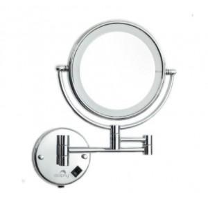 Dolphy LED Magnifying Mirror Stainless Steel and Brass Silver 8 Inch, DMMR0009