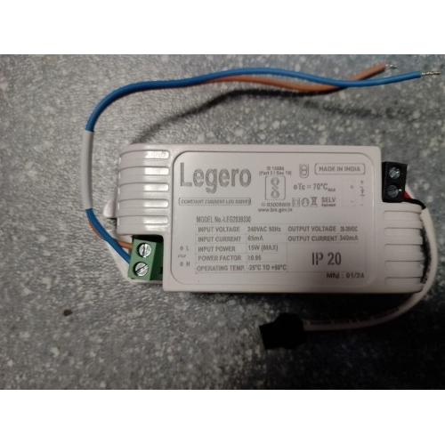 Legero Led Driver LEG2839330 Input-240VAC 50Hz Ouput-28-39VDC Input Current-65mA Output Current-340mA Input Power-15W Output Power-13.26W