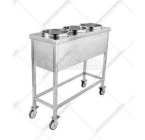 SS food service Trolley with 3 shelves and rubber wheels with bolt and nut (3 *3*2 Ft), SS 304 Grade, 250Kg Capacity