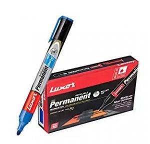 Luxor 1222 Refillable Permanent Marker Pen Blue (Pack of 10 Pcs)