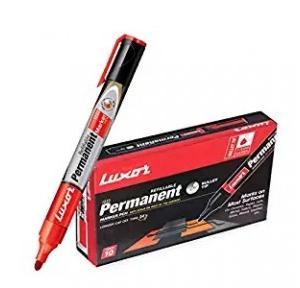 Luxor  Refillable Permanent Marker Pen Red, Pack of 10 Pcs 122