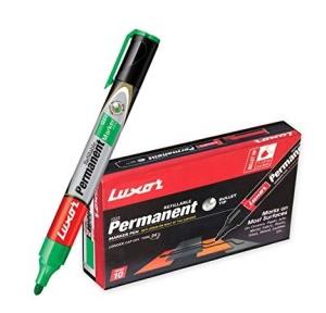 Luxor Refillable Permanent Marker Pen Green, Pack of 10 Pcs 122
