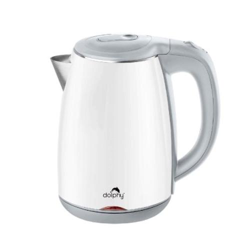 Dolphy Electric Kettle 304 Stainless Steel + ABS White 1500-1800W 1.2 Ltr, DKTL0028