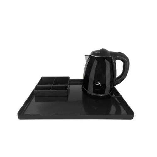 Dolphy Electric Kettle with Tray Set 304 Stainless Steel + Food grade PP Black 1350-1600W 1.2 Ltr, DKTL0025