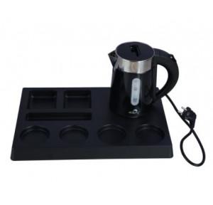 Dolphy Electric Kettle with Tray Set 304 SS+ABS (Food Grade) Black 1000-1200W 0.6 Ltr, DKTL0005