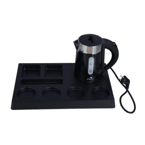 Dolphy Electric Kettle with Tray Set 304 SS+ABS (Food Grade) Black 1000-1200W 0.6 Ltr, DKTL0005