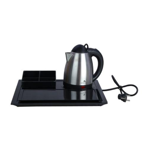 Dolphy Electric Kettle with Tray Set 304 Stainless Steel Black 1000-1200W 0.8 Ltr, DKTL0003