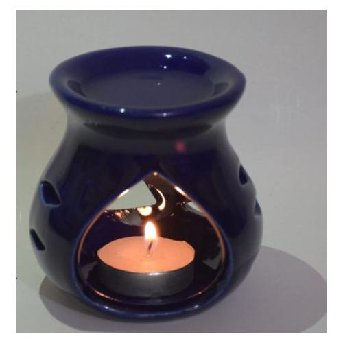 Pure Source Ceramic Aroma Burner Blue With 1 Tea Light Candle
