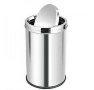 Plain Swing Lid Type Dustbin SS202 15 Ltr 10x14 Inch