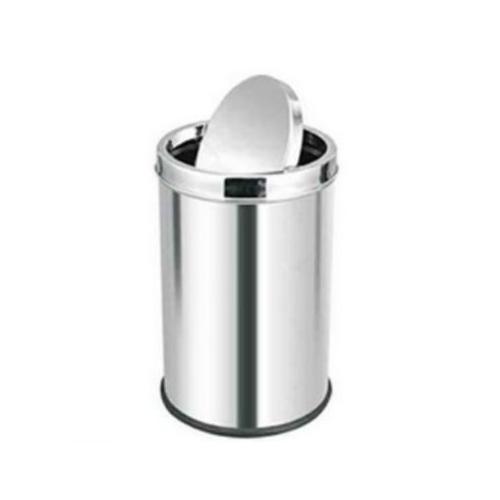 Plain Swing Lid Type Dustbin SS202 15 Ltr 10x14 Inch