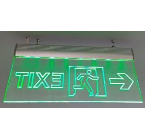 LED Edge Lit Exit Signage With Man Running And Arrow Symbol, Size:12x6 Inch, 6mm, 4 Hrs Battery Backup