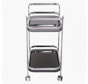 Home Centre Montoya Serving Trolley - Silver, Product Dimensions: Length (71 cm), Width (38 cm), Height (74 cm) Primary Material : Glass, Top Material : Glass