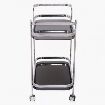 Home Centre Montoya Serving Trolley - Silver, Product Dimensions: Length (71 cm), Width (38 cm), Height (74 cm) Primary Material : Glass, Top Material : Glass