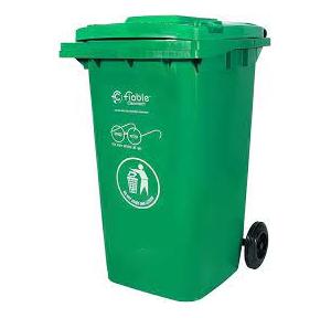 Dustbin With Wheels Green Color Plastic 240 Ltr