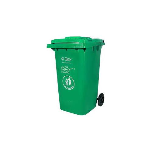 Dustbin With Wheels Green Color Plastic 240 Ltr