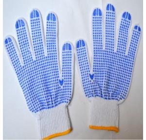 Gripwell GDWB 40 White Knitted Blue Dotted Gloves, Length: 9.25 inch