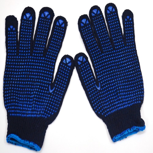 Gripwell GDBB 60 Blue Knitted Blue Dotted Gloves, Length: 9.25 inch