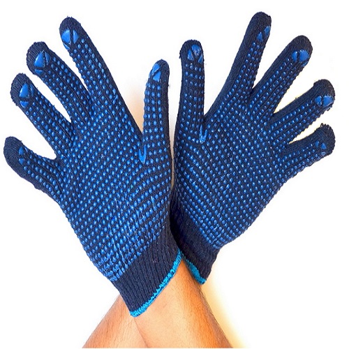 Gripwell GDBB 50 Blue Knitted Blue Dotted Gloves, Length: 9.25 inch