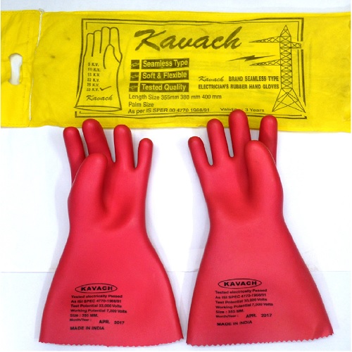 Kavach Electrical Gloves, 33 KV, Length: 355 mm
