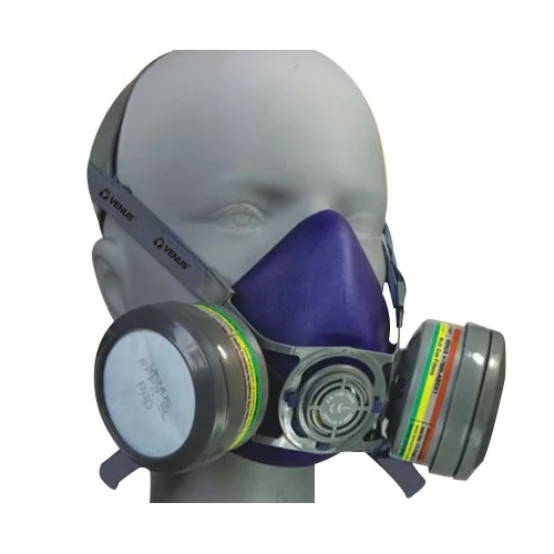 Venus V-800 Large Half Face-Piece Respirator Blue Twin Ov+Particle Filter, 15132