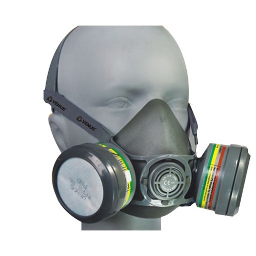 Venus V-800 Medium Half Face Piece Respirator Grey For Twin Filter, 15025