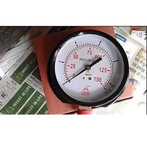 H Guru Pressure Gauge Glycerin Filled SS 0 to 10 Kg/cm2 Dial Size 4 Inch Least Count 0.2 Kg/cm2 Bottom Connection 3/8 Inch BSP