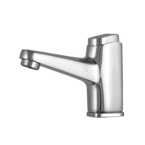 Dolphy Self-Closing Water Saving Time Delay Basin Sink Tap Chrome Plated+Brass (Inner) Silver DSPT0001