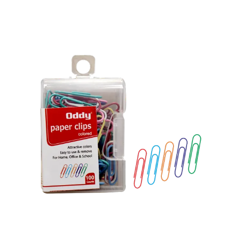 Oddy Paper Clips Colored, 	28 mm  X 7 mm, Multicolored, PCC-D100 Pack Of 100 Pcs