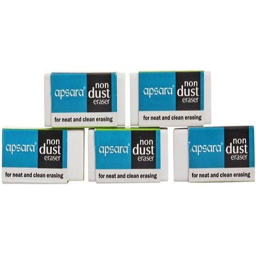 Apsara Non-Dust Regular Eraser (Pack of 8 Pcs)