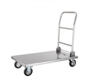 SS PLATFORM TROLLEY 300 KG CAPACITY Shape Rectangle Size 1000x600 with Fold-able Handle Size 32 Inch & Caster Wheel Size 4 inch
