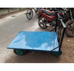 MS Platform Trolley 4 Sides Railing Foldable Handle with Heavy Duty Pu Trolley with Bearing Lockable Type Weight Capacity: 500 Kg, Size-4 x 2.5 Feet