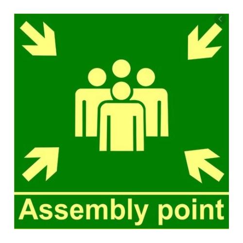 Assembly Area Signage ( With Radium ), Size: 24 x 12 Inch