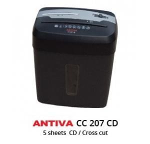 Antiva Paper Shredder Machine CC207CD Cross Cut Shred Capacity 5-6 Sheets Weight-3.5Kg Approx, Waste Volume-11Liters,Dimensions 310x200x295 mm, Auto On/Off & Thermal Cut off , Can Shred Paper CD, DVD , Credit Cards & I-Cards