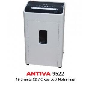Antiva Paper Shredder Machine 9522 Cross Cut Shred capacity 18-19 Sheets Waste Volume-32 ( Liters) liters ,Dimensions 650x400x 310 mm Auto stop on Jamming & Auto Reverse. Auto  On/Off & Thermal Cut off , Can Shred Paper CD, DVD , Credit Cards & I-Cards