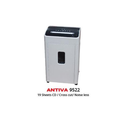 Antiva Paper Shredder Machine 9522 Cross Cut Shred capacity 18-19 Sheets Waste Volume-32 ( Liters) liters ,Dimensions 650x400x 310 mm Auto stop on Jamming & Auto Reverse. Auto  On/Off & Thermal Cut off , Can Shred Paper CD, DVD , Credit Cards & I-Cards