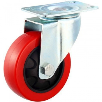 Wheel PU Trolley Without Break, 4x1.25 Inch, 360 Revolving