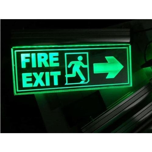 Led Fire Exit Signage Writing Visibility From Both Sides Acrylic 12x6 Inch