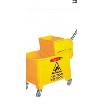 Single Mop Bucket Wringer Plastic Trolley Yellow & Red