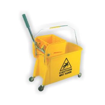 Single Mop Bucket Wringer Plastic Trolley Yellow & Red