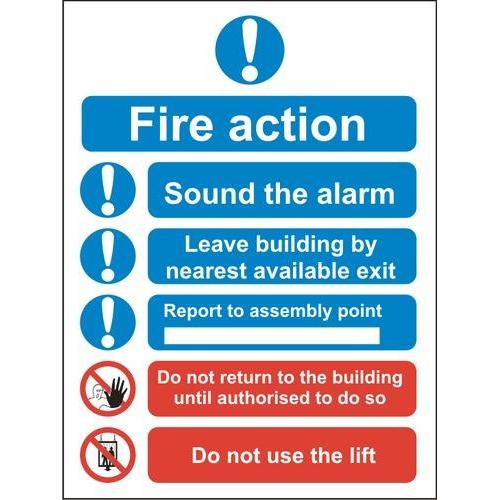 Fire Action Glow Signage With 3mm Sunboard, Size-A4, Material - Sunboard