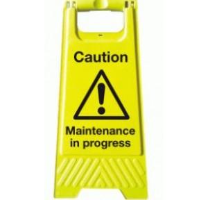 Yellow Signage Board Caution Maintenance in Progress