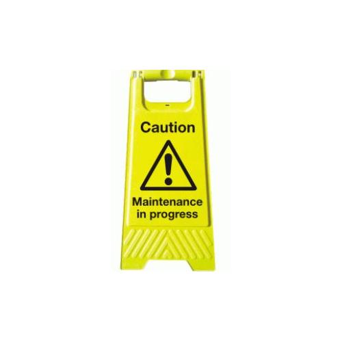 Plastic Yellow Signage Board Caution Maintenance in Progress 300x670x32mm