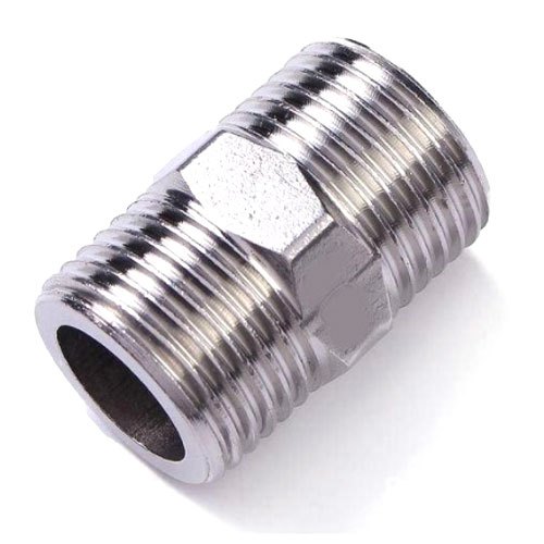 Steel Chrome Plated Hex Nipple 1/2 Inch To 1/2 Inch Diameter Male Threaded 1 Inch Length