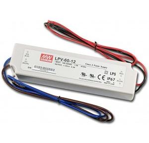 Meanwell LED Light  Driver Power Supply,60W , 5000mA, 90-264V, LPV-60-12 (IP - 67)