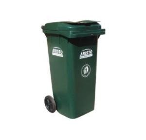 Aristo Dustbin With Wheels Green Plastic 120 Ltr 980x490x550mm