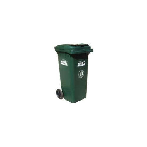 Aristo Dustbin With Wheels Green Plastic 120 Ltr 980x490x550mm