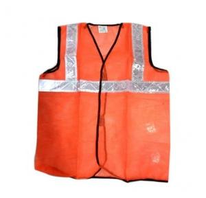 Safety Jacket Polyester 120 GSM With 2 Inch Red PVC Reflective Tape Large With ERT Sticker