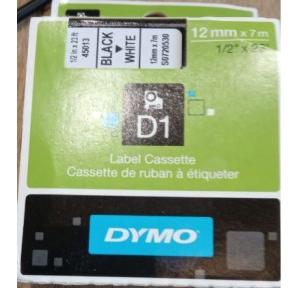Dymo Standard D1 Label Cassette (Black & White Tape - 12mm x 7m)