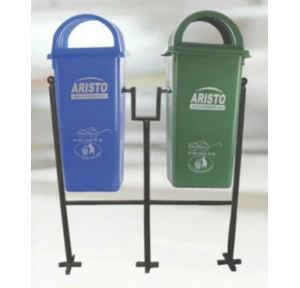 Aristo Wet & Dry Plastic Waste Bin Set  With MS Stand, 100 Ltr Dustbins