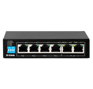 D-Link DES-F1006P-E, SPEC:250M 6-Port 10/100 Switch With 4 POE Ports And 2 Uplink Ports